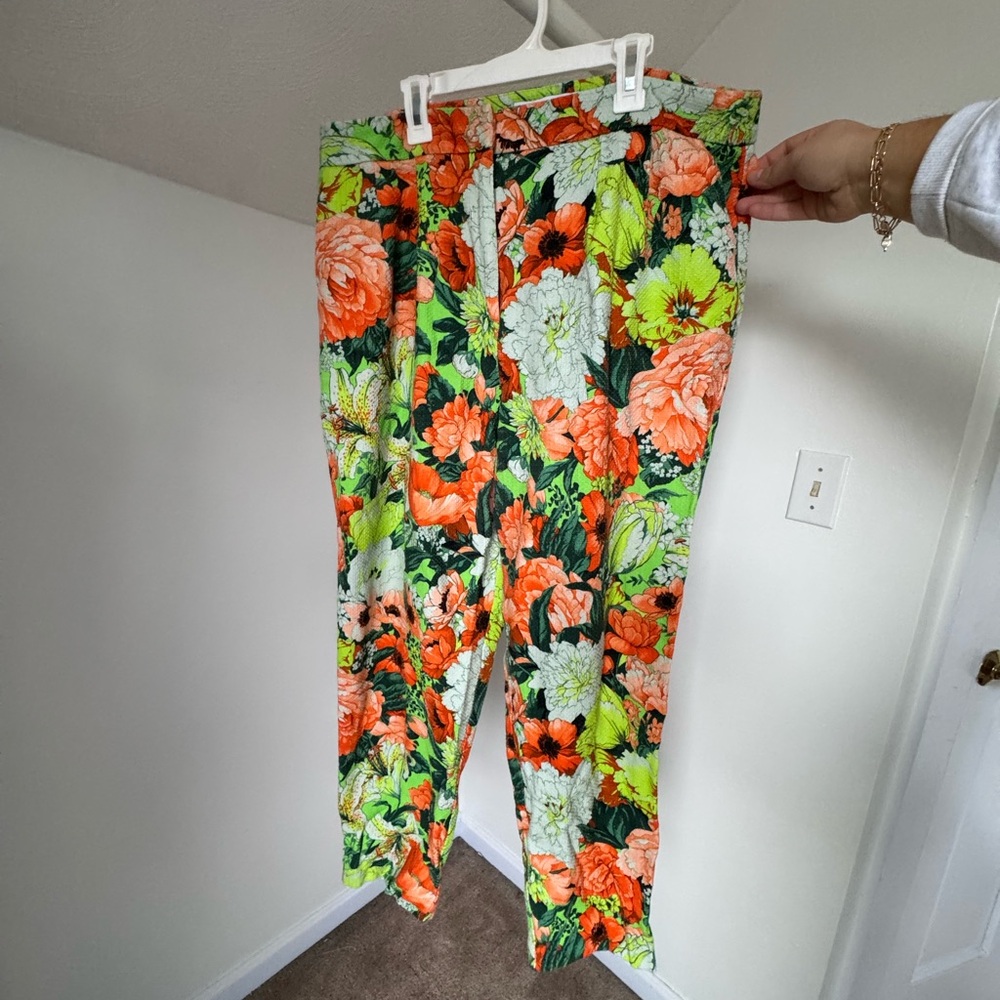 Vibrant Neon Floral Tapered Pants